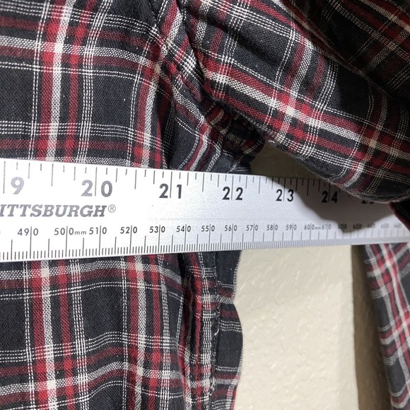 Lucky Brand Mens Shirt Size Large Classic Fit Plaid Black Red Button Front - Picture 5 of 7